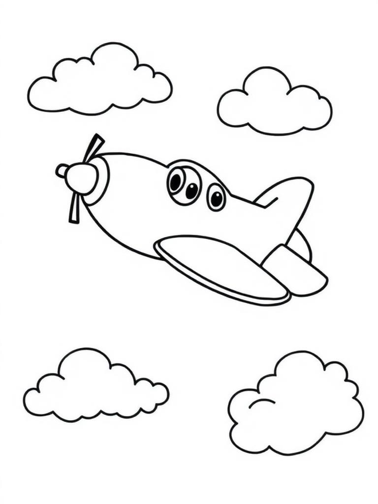 Desenho infantil de avião para colorir